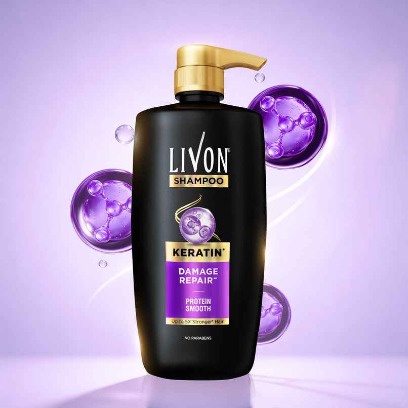 Livon Keratin Shampoo for Women & Men | Repairs Damaged Hair|Smooth & 5x Stronger Hair|No Parabens