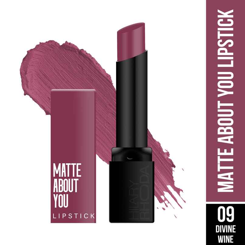 Hilary Rhoda Matte About You Lipstick | Long Lasting & Highly Pigmented | Divine Wine - Shade 09