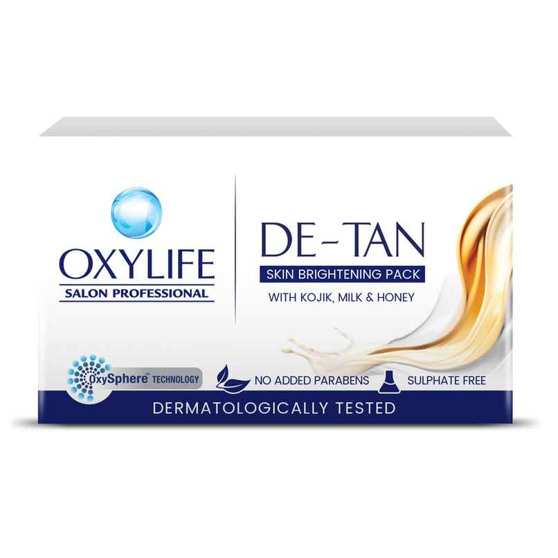OxyLife Salon Professional De-Tan Face Pack | With Kojic Acid, Milk & Honey