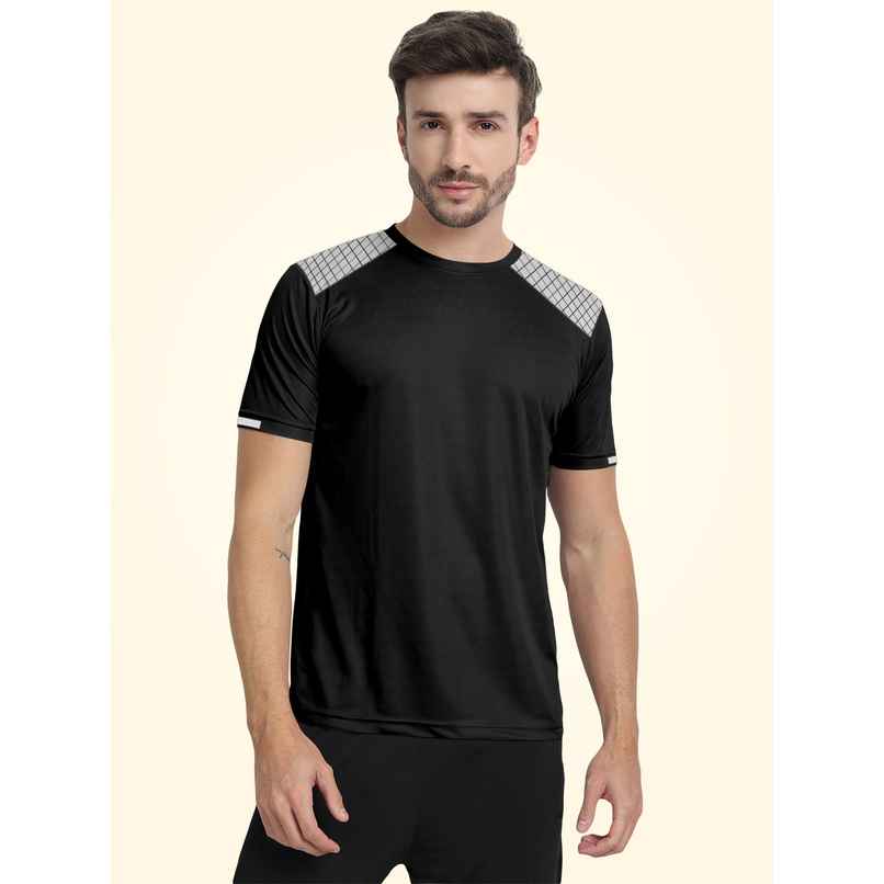 FTX Men s Solid Round Neck Polyester Half Sleeve Casual T-shirt | Black | S