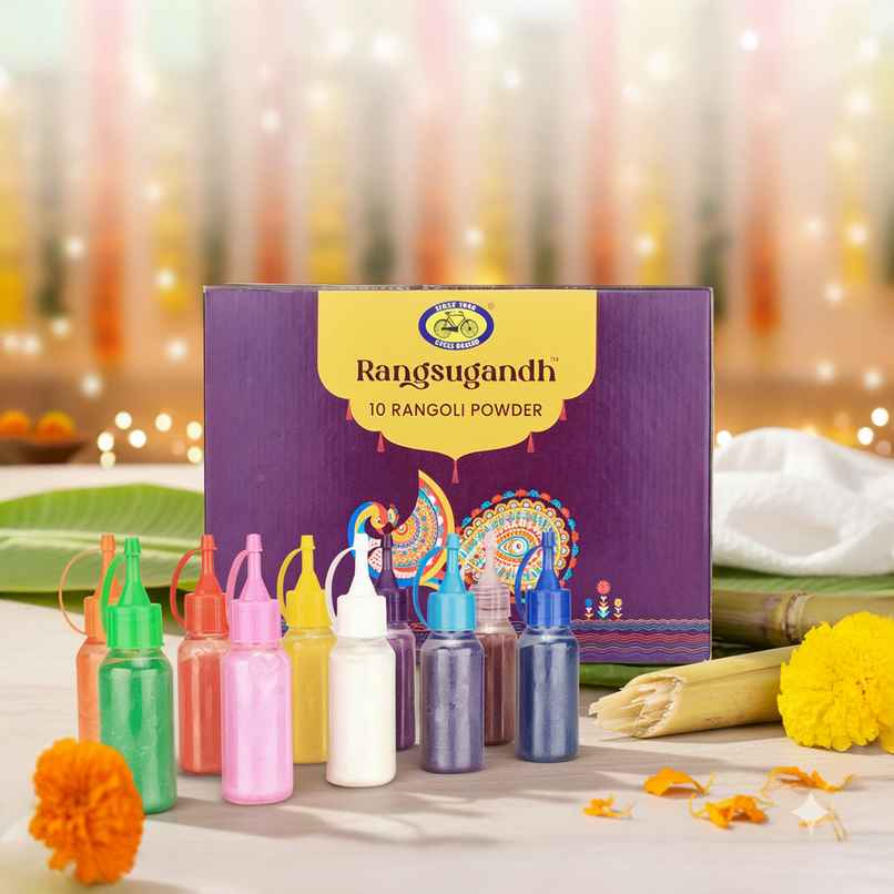 Rangoli Color Box Bottles | For Festivals & Home Decor | Pack Of 10 | Cycle