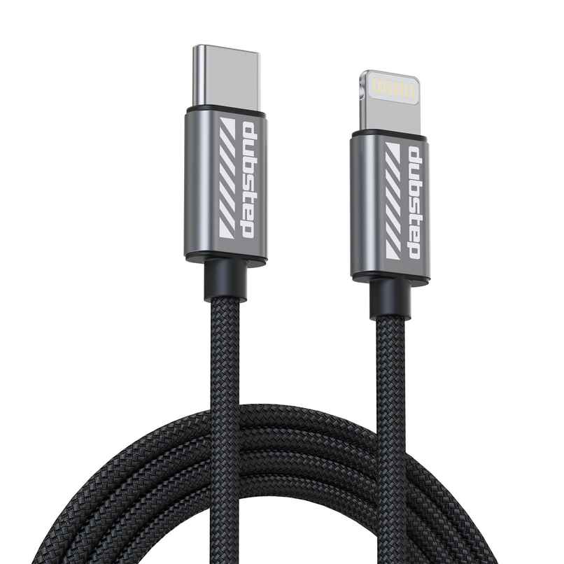 Dubstep Blaze Flash 33W 1.25m Type-C To Type-L Data Fast Charging Nylon Braided Cable with Overheat Protection | 70k Insertion Tested - Grey