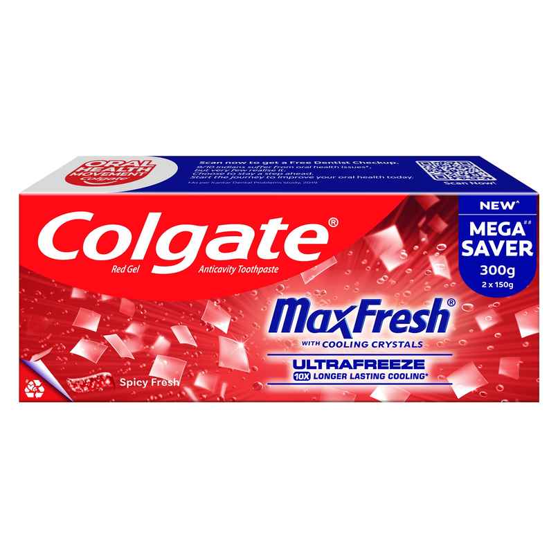 Colgate MaxFresh Toothpaste, Red Gel Paste with Menthol for Super Fresh Breath (Spicy Fresh)