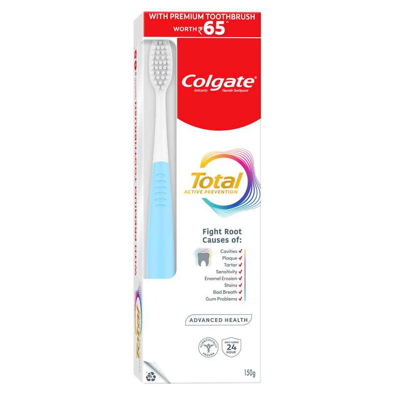 Colgate Total Advanced Health Antibacterial Toothpaste, Enamel Protection (Combo with Toothbrush)