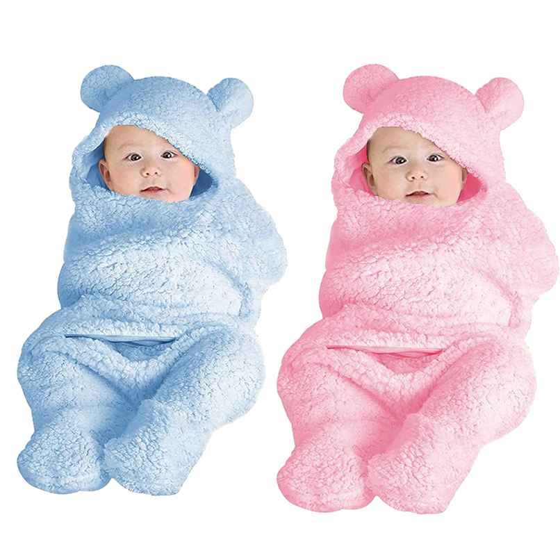 Oyo Baby Blankets For New Born Baby Plain Pink + Plain Blue Combo