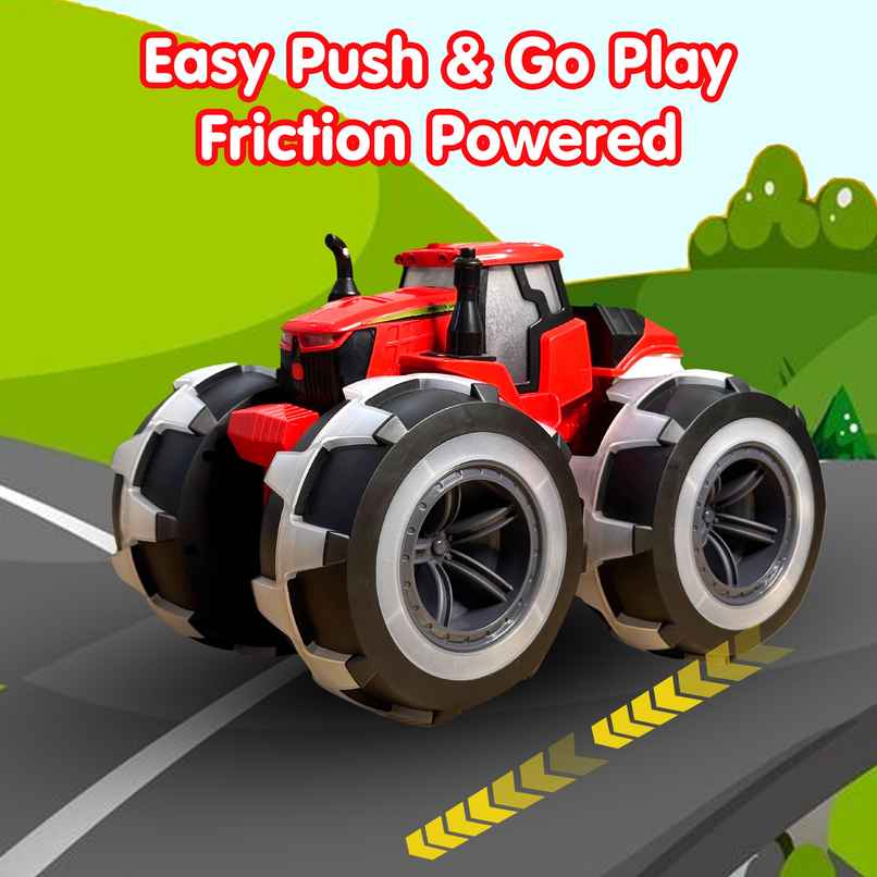 Kidology Tractor Toy with Rainbow Lights & Sounds | Truck Tractor Outdoor Car Toy for Kids - Red