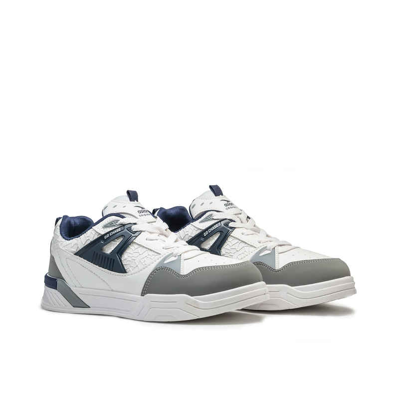 Asian Men's Casual Sneakers | Chicago-02 | White, Grey, and Navy - UK 6
