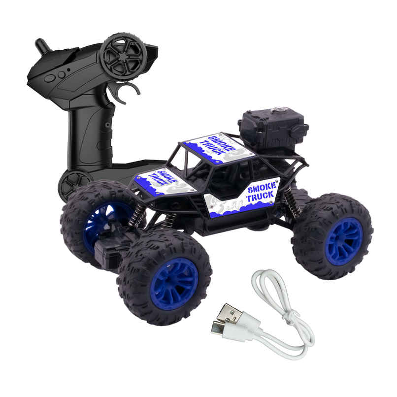 SEEDO Remote Control Car 1:18 , 2.4 GHz, Type-C Rechargeable, Fast Speed Smoke Rock Crawler | Blue