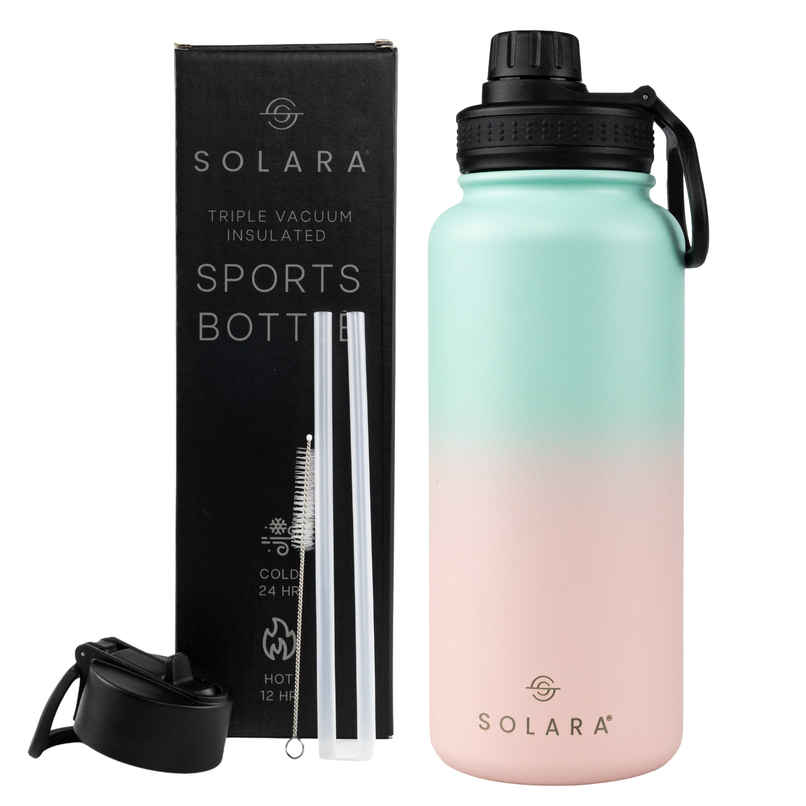 Solara Stainless Steel Insulated Water Bottle for Travel, Office, School, Gym | Blue & Pink | 1 L