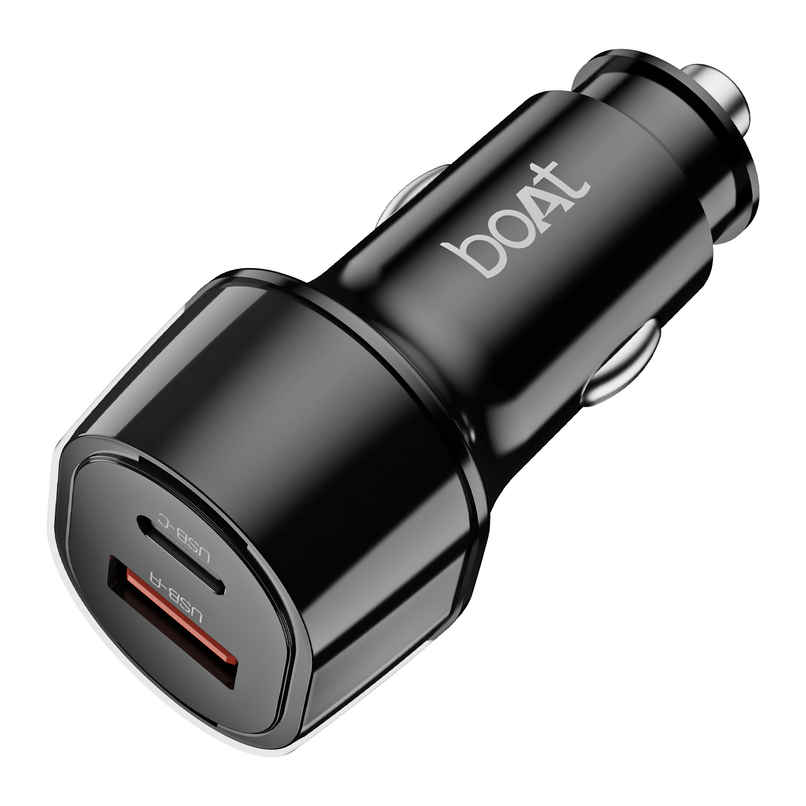 boAt 55W Fast Car charger w/55W fast charging for QC,PD,PPS. | Carbon Black