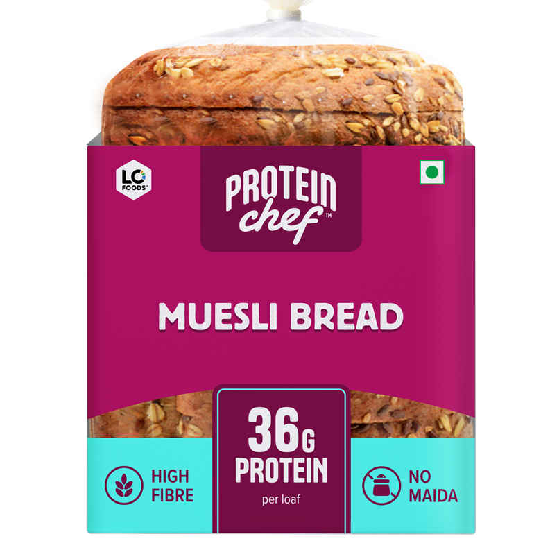 Protein Chef 36g Protein Muesli Multigrain Bread, Breakfast Breads with No Maida No Preservatives