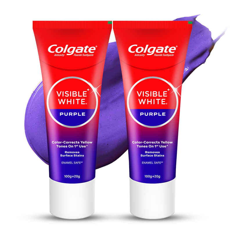 Colgate Visible White Purple Toothpaste Color-Corrects Yellow Tones On 1st Use Colgate Visible White Purple Toothpaste Color-Corrects Yellow Tones On 1st Use