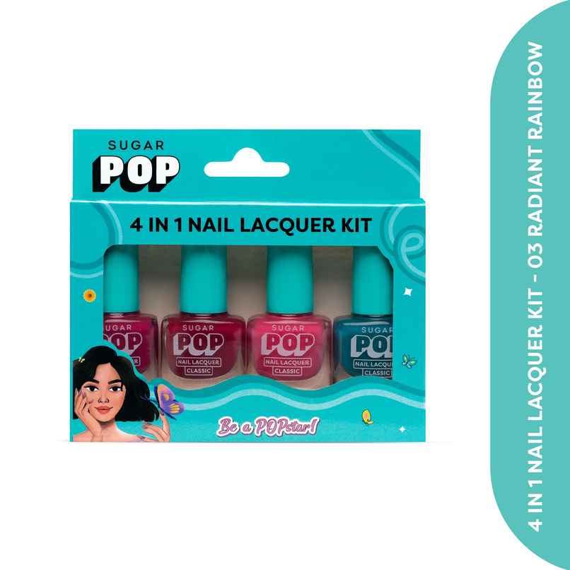SUGAR POP 4 in 1 Nail Lacquer Kit | 03 Radiant Rainbow | Bright Multi-Shade Set