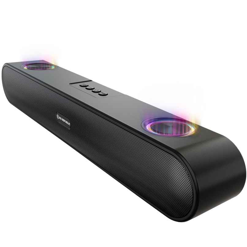 Nu Republic Party Box 16 Soundbar With X-BassTechnology, Upto 10 Hrs Playtime, Multiple RGB Modes, 16 W Bluetooth Soundbar, 2.0 Channel - Black