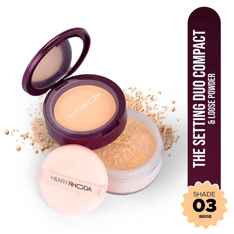 Hilary Rhoda The Setting Duo Compact & Loose Powder | 2-in-1 | Beige - Shade 03