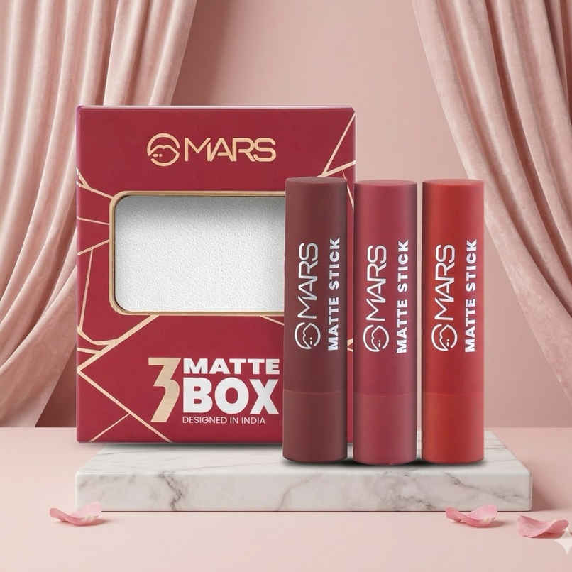 MARS Cosmetics Gift Box Set of 3 Matte Lipsticks | 01-Red & Maroon