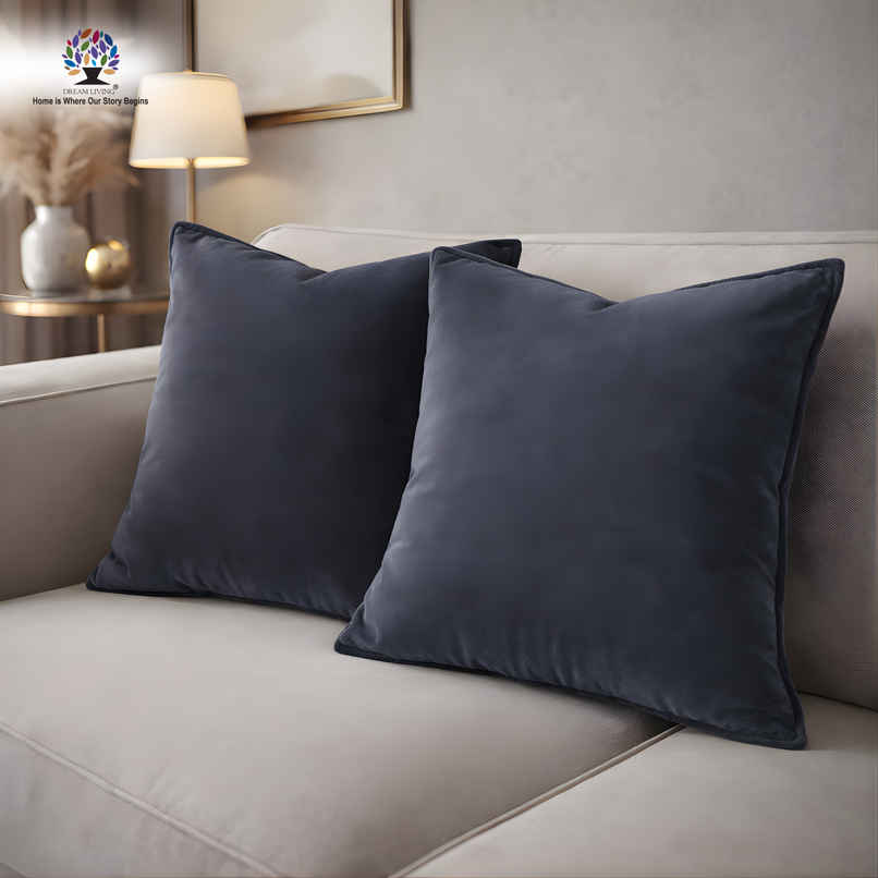 Dream Living Solid Cushion Covers Velvet Decorative Cushion Cover | 40x40 cm | Grey