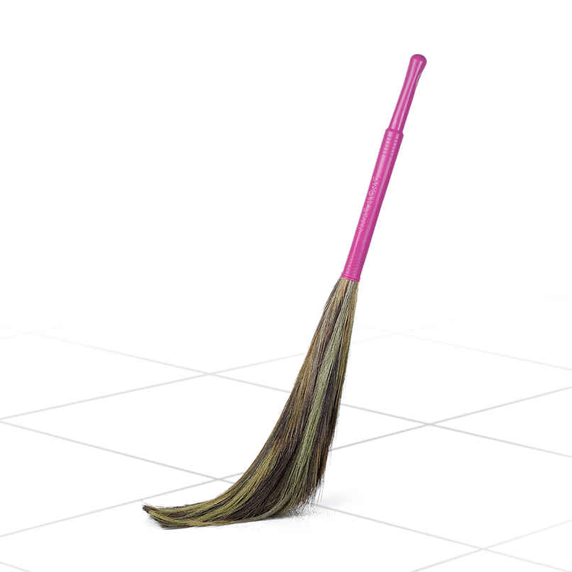 Gala Kingkong Grass Floor Broom | Jhadu Meghalaya Grass and Plastic, Brown and Pink