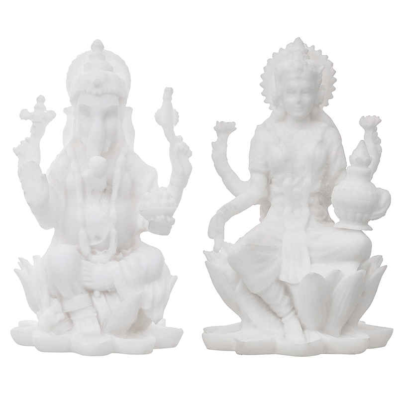 Resin Lakshmi Ganesh Murti for Pooja- Goddess Lakshmi & Lord Ganesha Idol | eCraftIndia