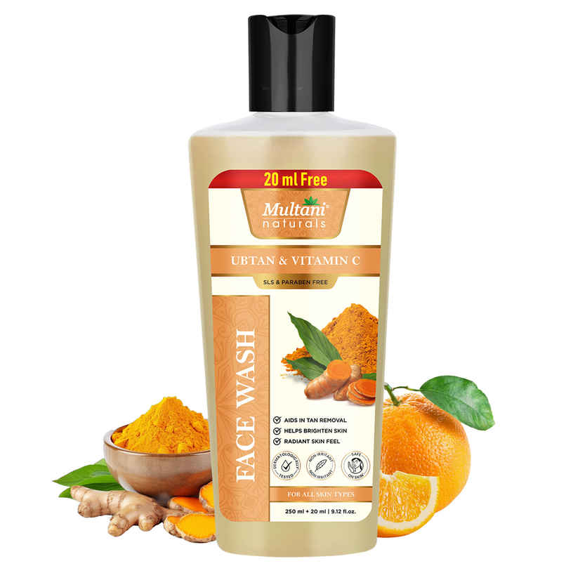 Multani Naturals Ubtan & Vitamin C Face Wash | Reduce Tan & Boost Radiance | No SLS Paraben