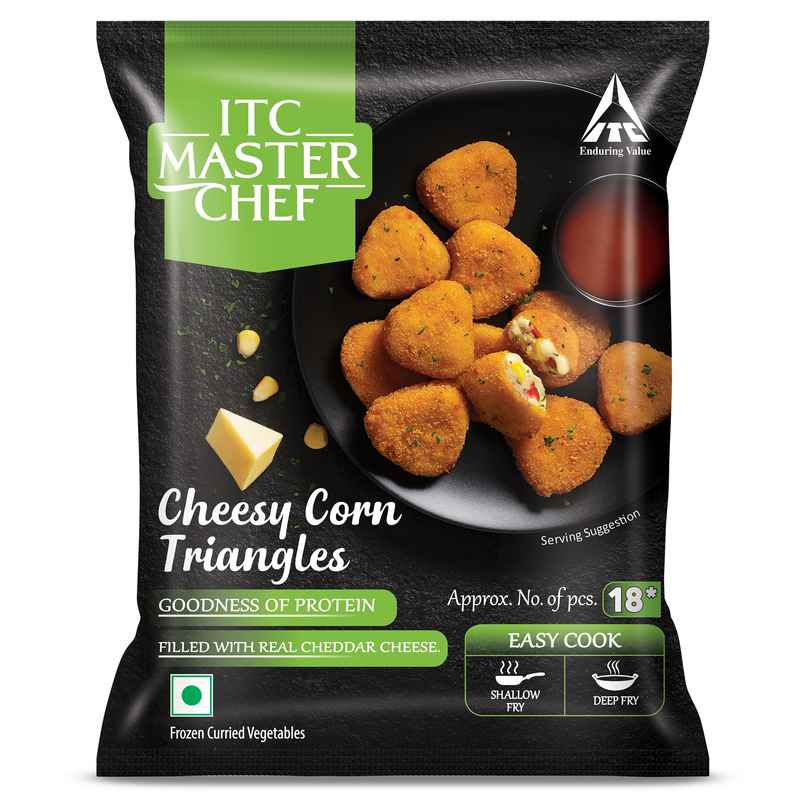 ITC Master Chef Cheesy Corn Triangle Nugget | Goodness of Protein With Cheddar Cheese | 18 pcs