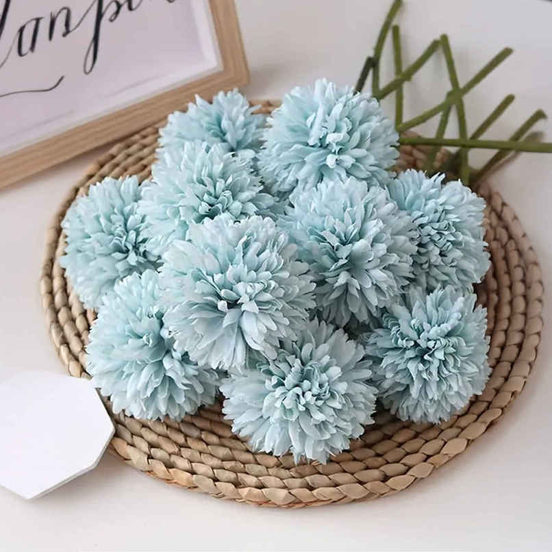 Tied Ribbons Set Of 6 Artificial Ball Flowers Bunches Without Vase