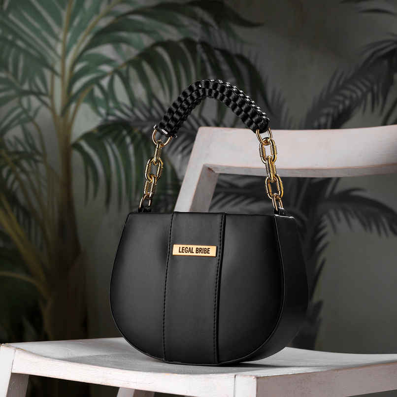 Legal Bribe Women's Knitted Handle Sling Bag | LB1968 | Black