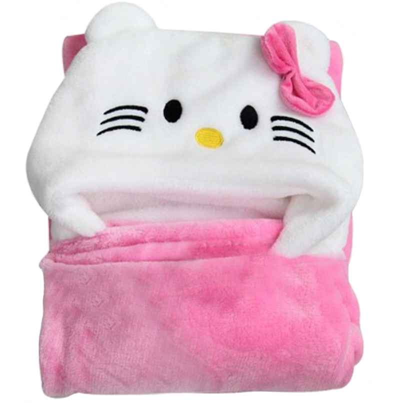 Oyo Baby Blankets For New Born Hooded Designer Soft Baby Wrapper Pink Kitty