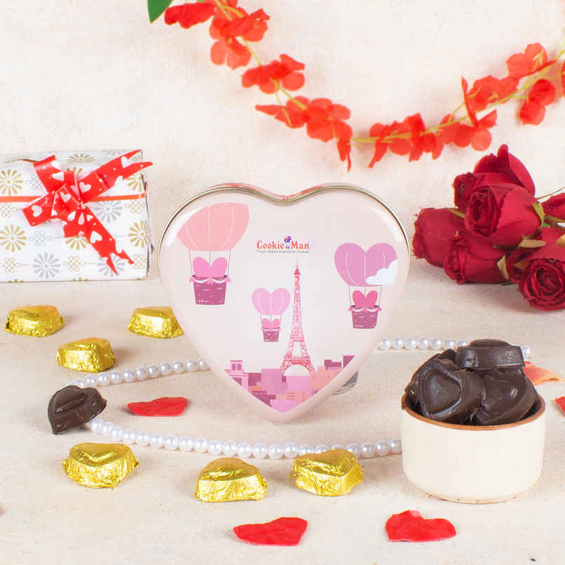 Cookie Man Premium Heart Shaped Chocolates Gift Tin