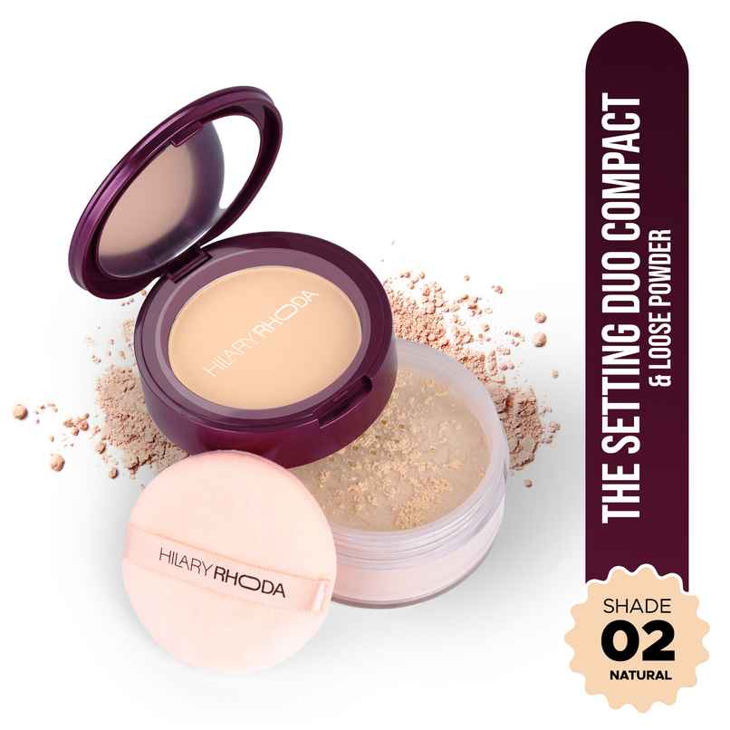 Hilary Rhoda The Setting Duo Compact & Loose Powder | 2-in-1 | Natural - Shade 02