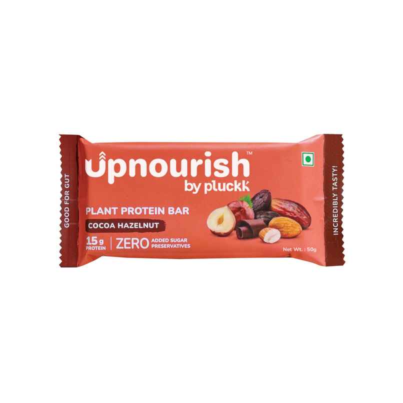 Pluckk Upnourish 15g Plant Protein | Cocoa Hazelnut|No Added Sugar, Preservatives Free|Good For Gut