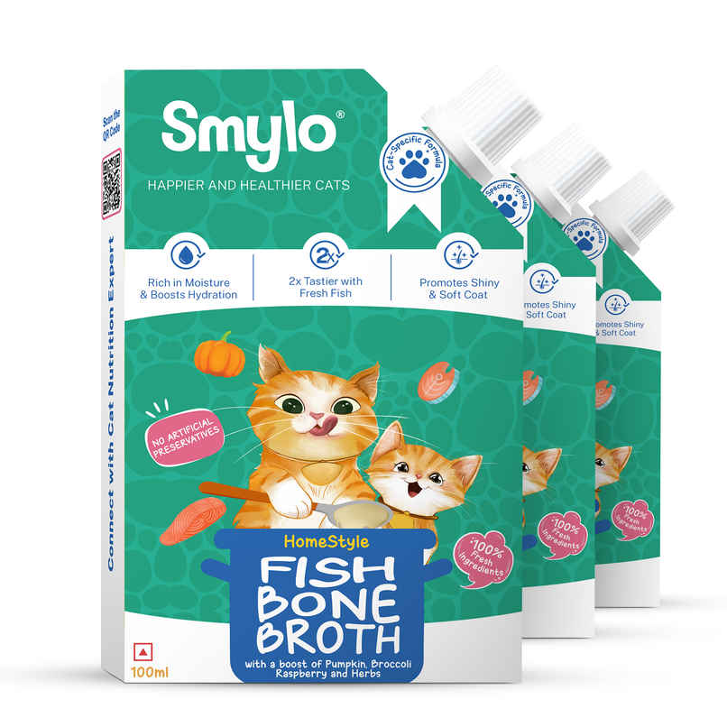 Smylo Homestyle Fish Bone Broth for Cats Hydrating Food Topper for Shiny Coat Strong Joints All Ages