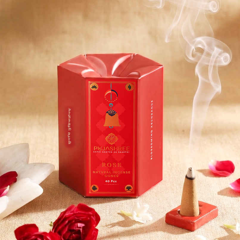 Pujashree Natural Incense Cones Rose | 2 inches