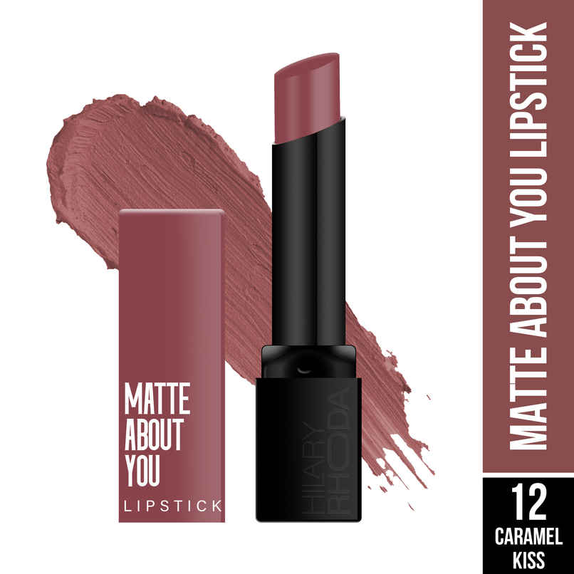 Hilary Rhoda Matte About You Lipstick | Long Lasting & Highly Pigmented | Caramel Kiss - Shade 12