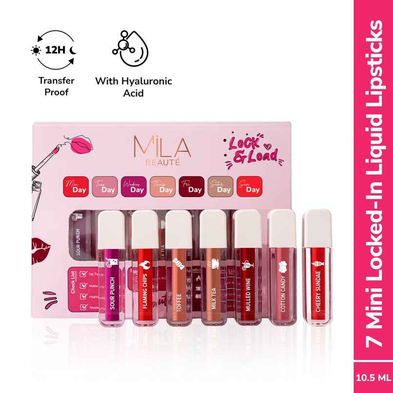Mila Beaute 7 Day 7 Shades Mini Liquid Lipstick Gift Set 12 Hrs Non Transfer Mila Beaute 7 Day 7 Shades Mini Liquid Lipstick Gift Set 12 Hrs Non Transfer