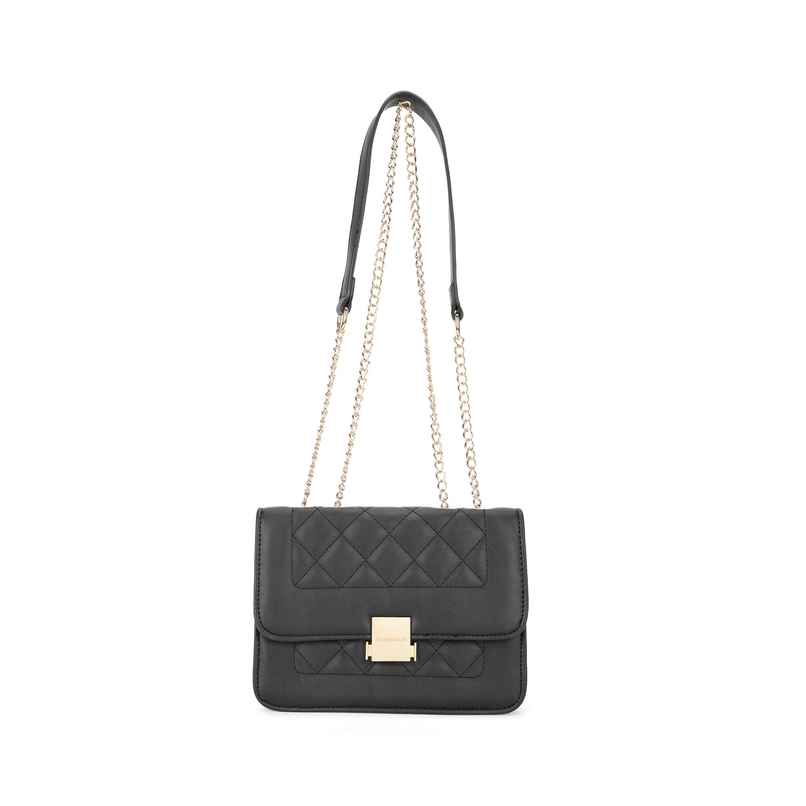 Fastrack Structured Quilted Sling Bag for Women | Black