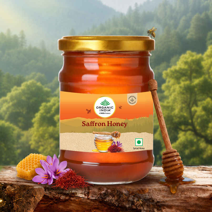 Organic India Saffron Honey, Multifloral Honey, Extracted From Natural Beehives Organic India Saffron Honey, Multifloral Honey, Extracted From Natural Beehives