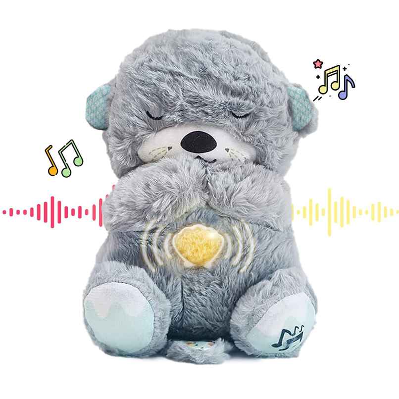 Kidology Breathing Teddy Bear Soft Toy with Music | Gift for Kids Girl | Plush Toy for Kids - Grey