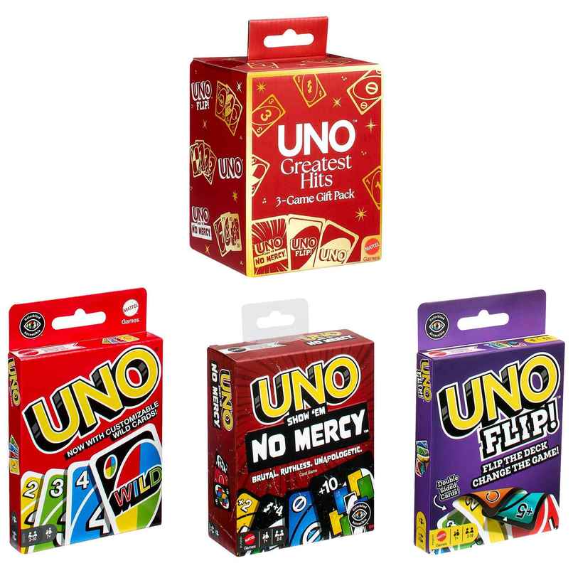 Mattel Games UNO Greatest Hits Gift Pack with 3 Card Games Mattel Games UNO Greatest Hits Gift Pack with 3 Card Games