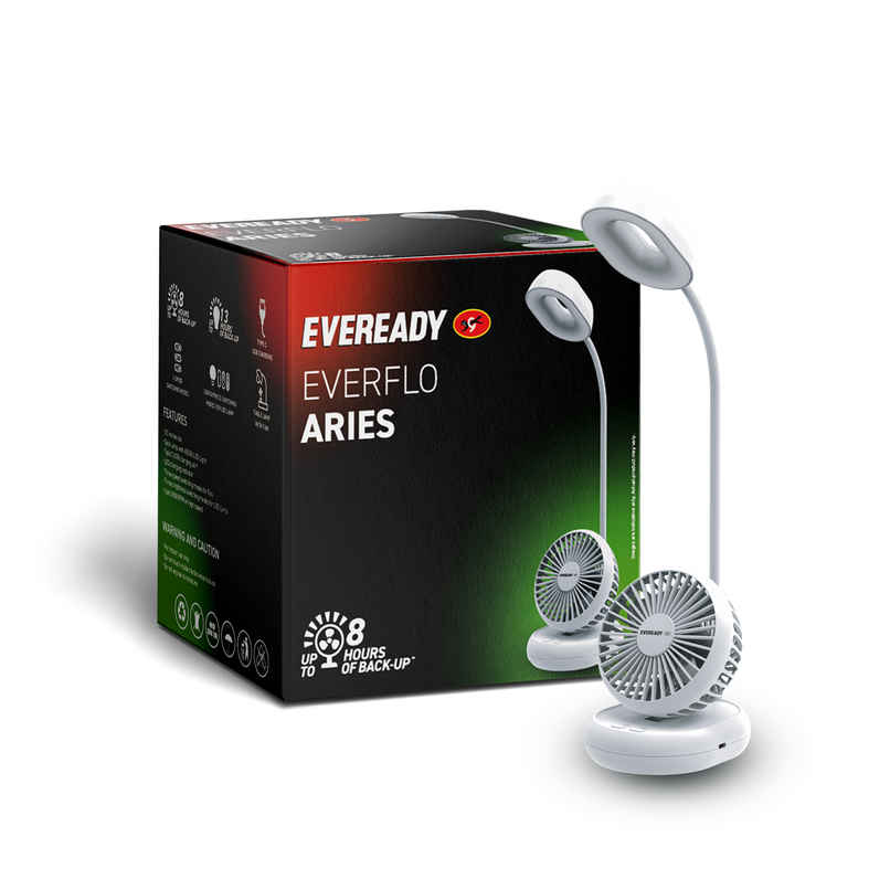 Eveready FE06 Everflo Aries Rechargeable Fan | White Eveready FE06 Everflo Aries Rechargeable Fan | White
