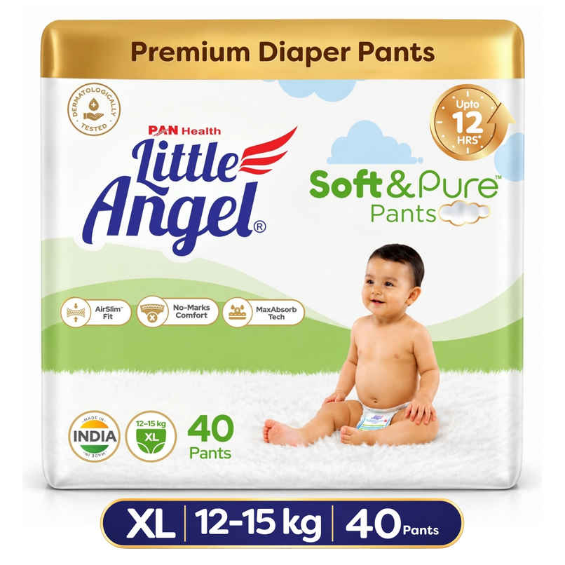 Little Angel Soft Pure Baby Diaper Pants 12 Hours Absorption | XL | 12 to 15 kg