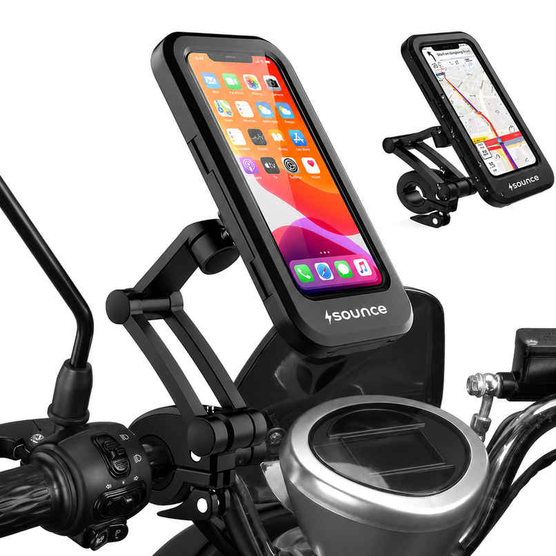 Sounce Bike Phone Mount Waterproof Smartphone Holder For 4 - 7 inches Smartphones| 360 Rotation - Black Sounce Bike Phone Mount Waterproof Smartphone Holder For 4 - 7 inches Smartphones| 360 Rotation - Black