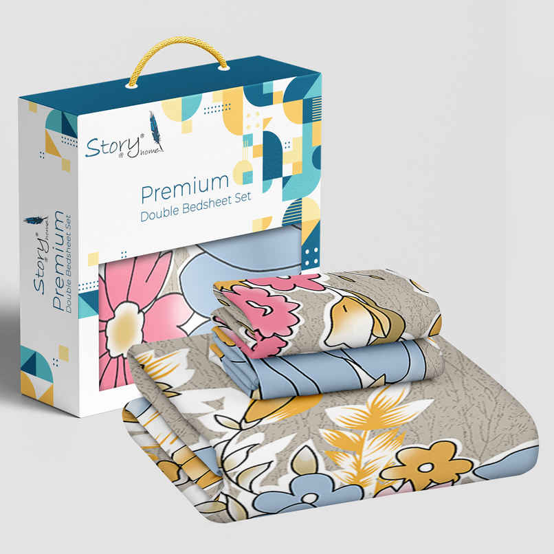 Story@Home Luxury 250 TC Premium Bedsheet | Gift Set