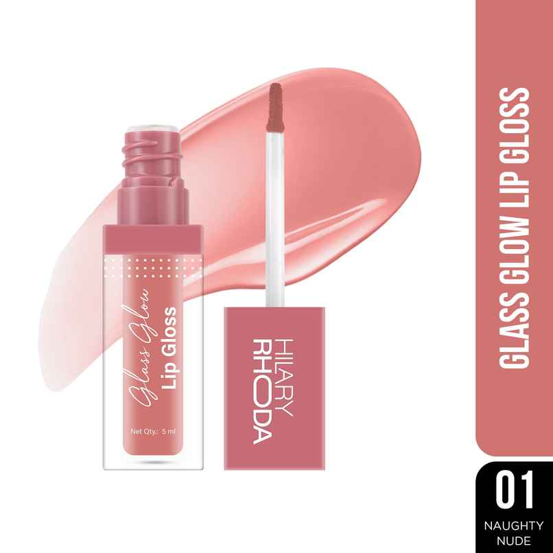 Hilary Rhoda Glass Glow Lip Gloss | Nourishing & Hydrating Lip Gloss | Naughty Nude - Shade 01