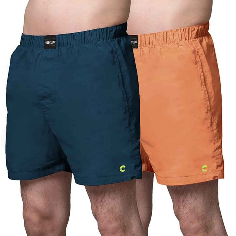 Freecultr Men's All-Day Boxers | Orange & Blue - M