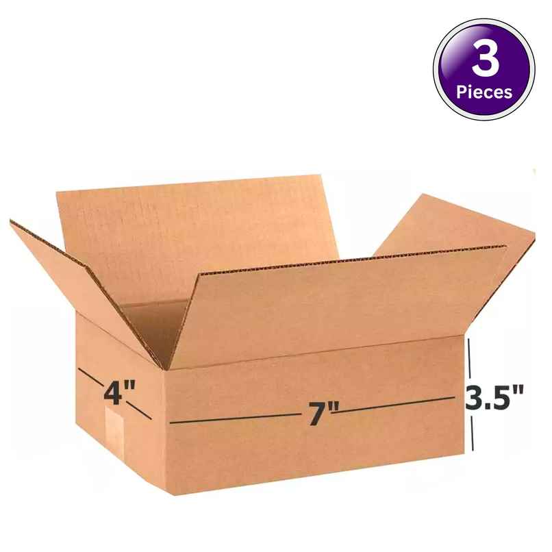 SE7EN Brown Corrugated Cardboard 3 Ply Box - 7 x 4 x 3.5 in SE7EN Brown Corrugated Cardboard 3 Ply Box - 7 x 4 x 3.5 in