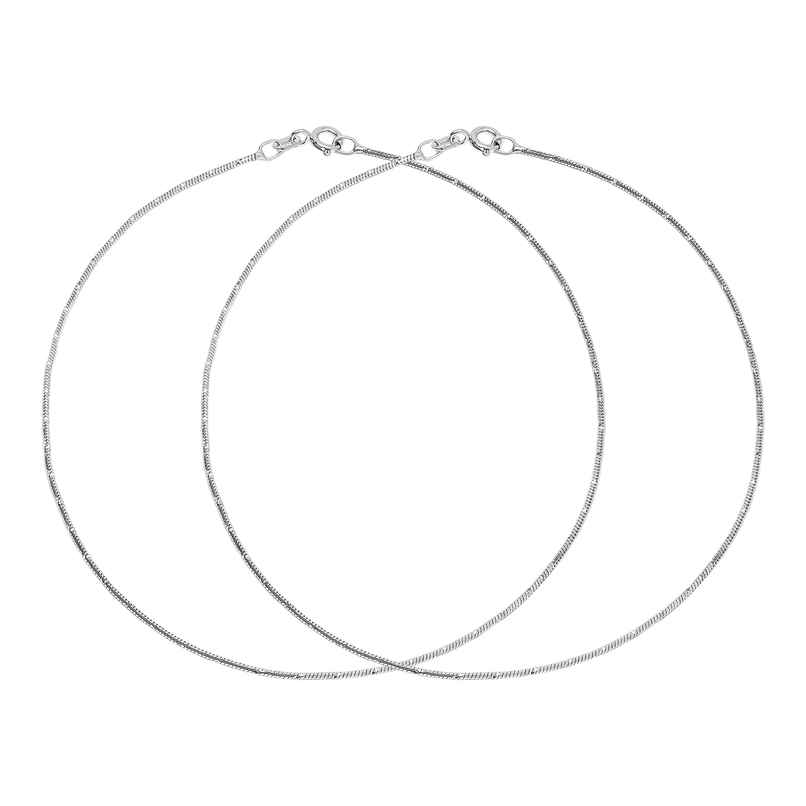 Zavya Sleek Minimal Chain 925 Sterling Silver Anklets for Women | Rhodium Plated Pair | ANK-60020