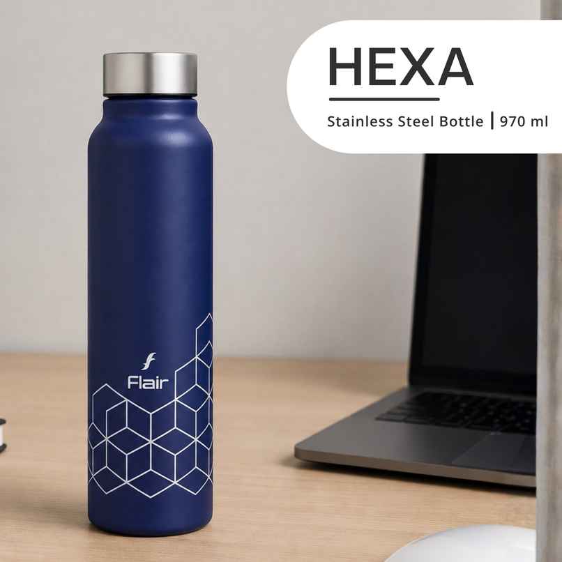 Flair Hexa 1000Ml Stainless Steel Water Bottle - Blue Thunder Flair Hexa 1000Ml Stainless Steel Water Bottle - Blue Thunder