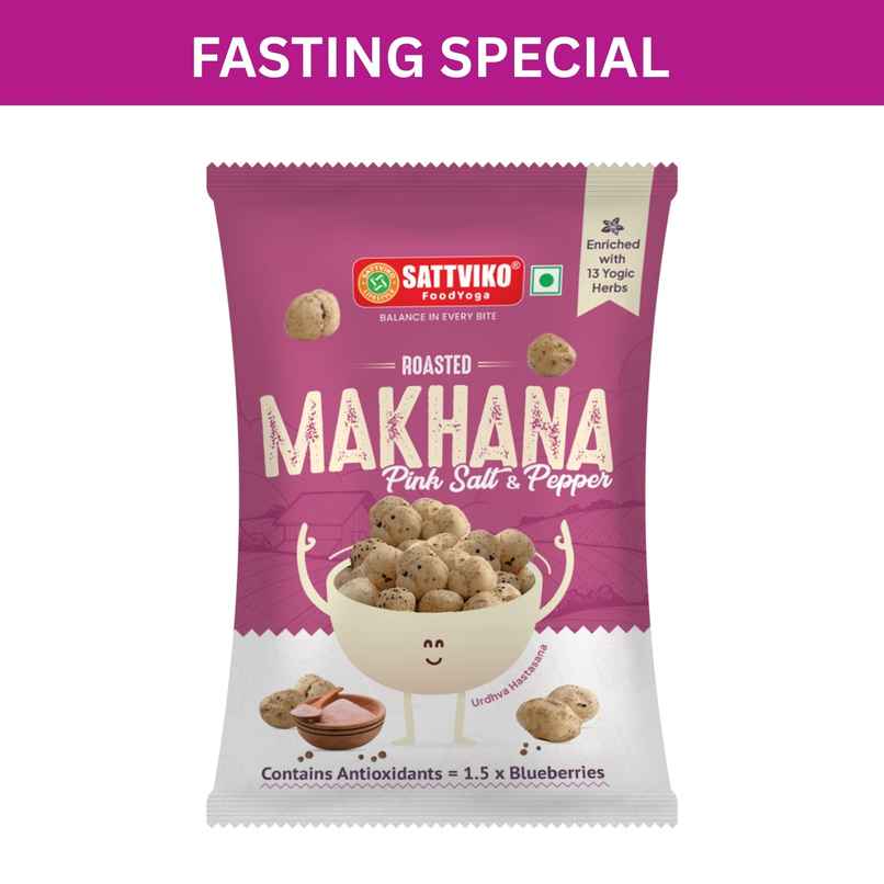 Sattviko Roasted Makhana | Pink Salt & Pepper | Fasting Special Sattviko Roasted Makhana | Pink Salt & Pepper | Fasting Special