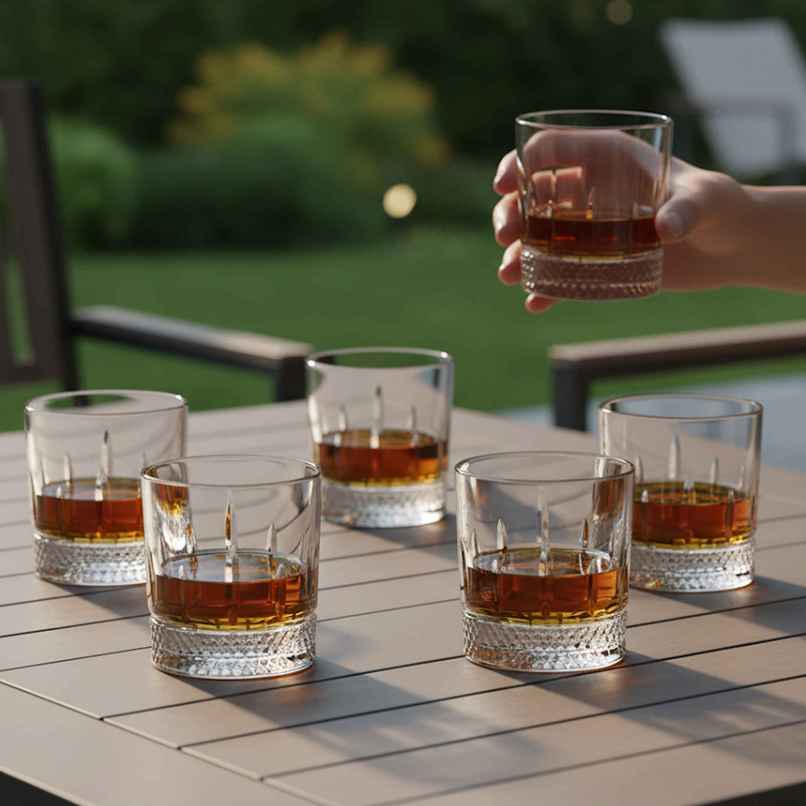 Oslo Whisky Glass | Elegant Barware Set | Set Of 6 Pcs | 330 ml | Sanjeev Kapoor